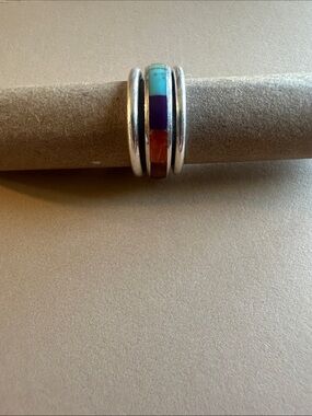 Silpada Retired  Inlay Ring Multicolor Sterling Silver Stackable Set